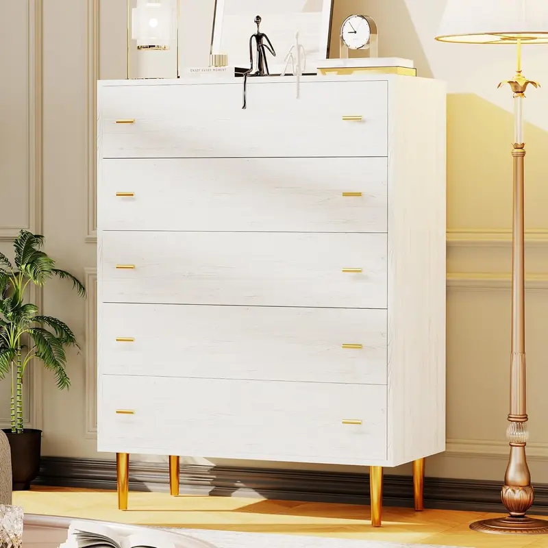 white and gold nursery dresser Changing Tray