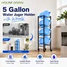 Stainless Steel 5-Gallon Water Jug Holder - Sturdy Rectangle Organizer for 5 Large Water Bottles, Heavy-Duty Storage Rack with 4 360° Rotating Wheels, Portable Space-Saving for Home, Garage, Office, Easy Access (55 lbs per Tier)