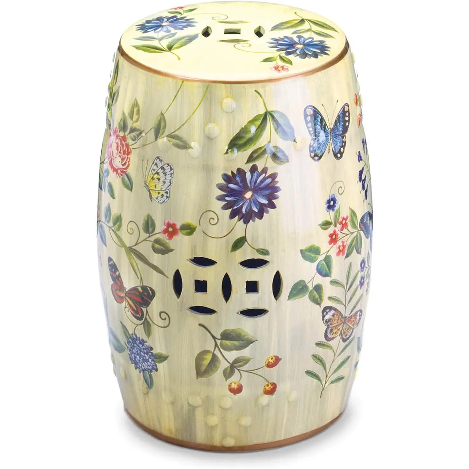 Accent Plus Butterfly Garden Ceramic Stool 13x13x19 garden  furniture