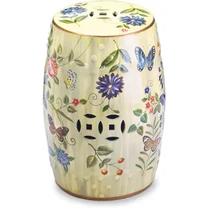 Accent Plus Butterfly Garden Ceramic Stool 13x13x19 garden  furniture