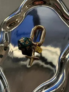 Golden Lucky Star Dice Keychain Pendant, Couples Gift, Stylish Accessory, Aesthetic Keychain, Perfect for Bags and Keys, Unique Present Idea, Keychain Charm, #therockcandy