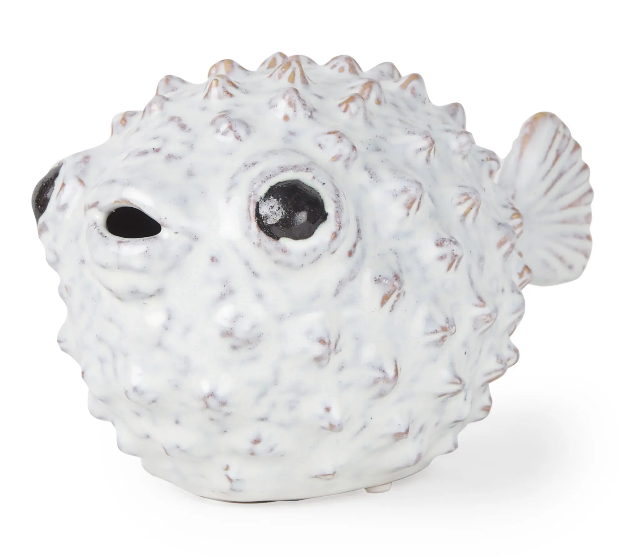 HomeRoots 6" White Ceramic Puffer Fish Sculpture HomeRoots 6" White Ceramic Puffer Fish Sculpture