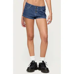 Edikted Women's Hanson Pinstripe Denim Shorts