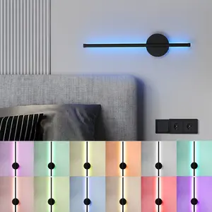 Modern LED Wall Charging Lamp, Light Dimmable, Remote + Touch/Button + App Control, Black 50cm Design, No Wiring Required. Three Installation Methods with Magnetic Mounting Strip and Remote Control. For Bedrooms, Living Rooms, Hallways, Studies