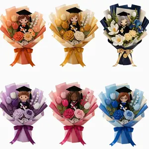 BEST- SELLER Class of 2026 Crochet Graduation Gift  Handmade Doll Bouquet with Forever Flowers | Personalized Style Options | Cute Keepsake for Her & Him | Quick Delivery