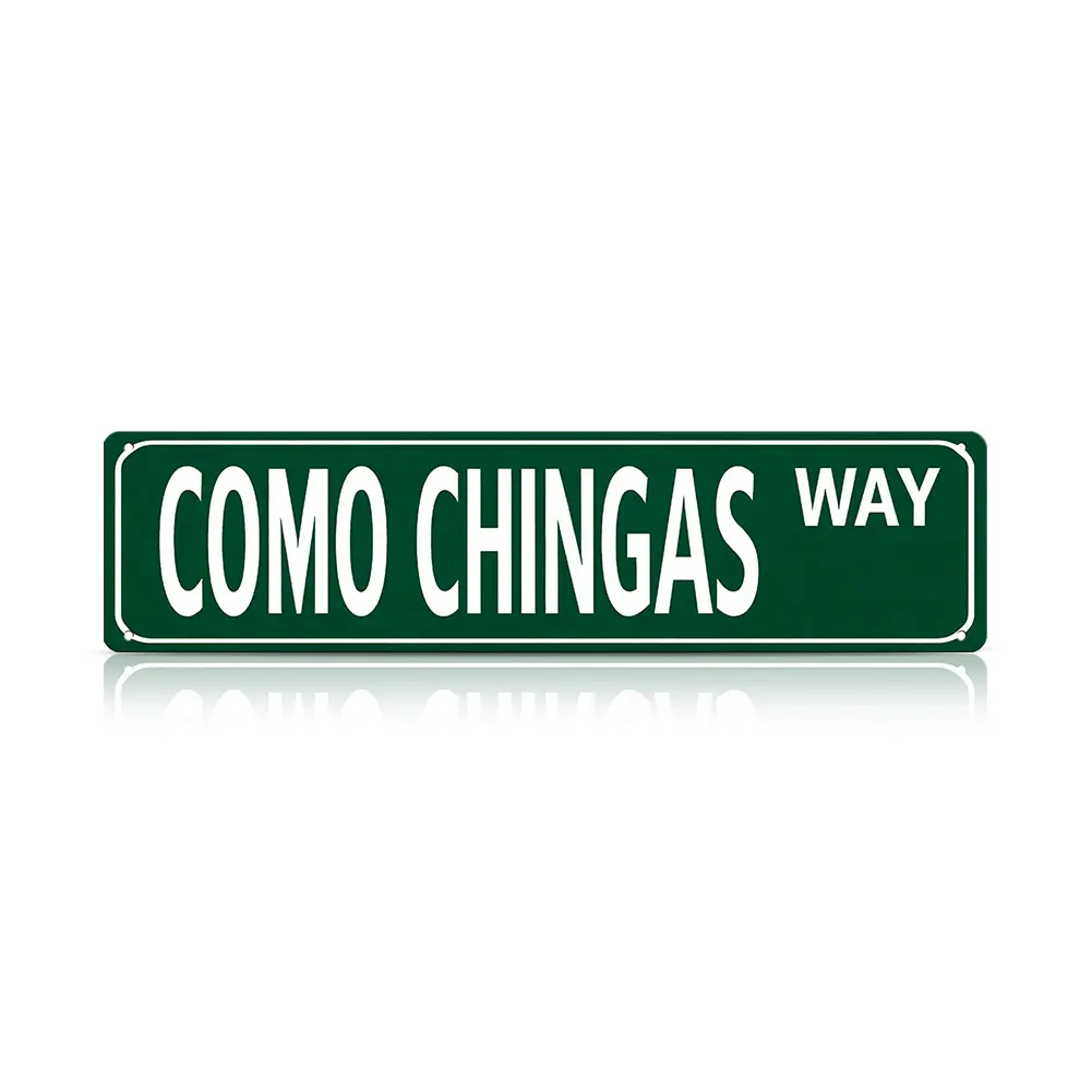 Funny Spanglish Vintage Wall Decor – COMO CHINGAS WAY Street Sign 16×4 Inch – Humor Metal Sign Wall Art for Porch, Home, Bar, Garden & Patio, Easy-Hanging Outdoor Decoration, Christmas Gift, Family Wall Decor | summervibes,gift for Father's Day