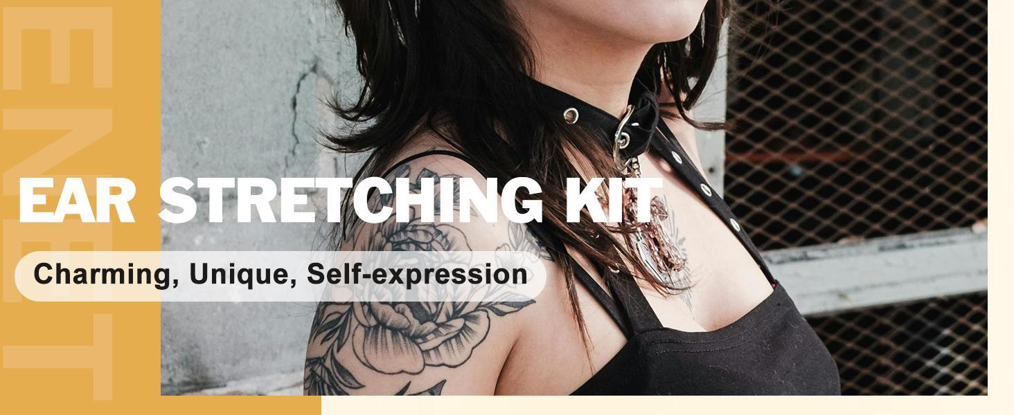 12-26Pcs Ear Stretching Kit 1-7mm/7.5-12mm Plugs for Ears Gauges with O-Rings Stainless Steel Gauge Stretching Kit with Aftercare Jojoba Oil Ear Expander Body Piercing Jewelry for Women Men