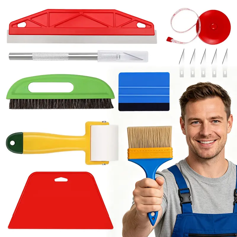 1Set Wallpaper Smoothing Tools,Wallpaper Tool Kit with Squeegee Smoother,Seam Roller,Wallpaper Brush for Peel and Stick Hanging,Contact Paper,Vinyl Application,Wall Tile