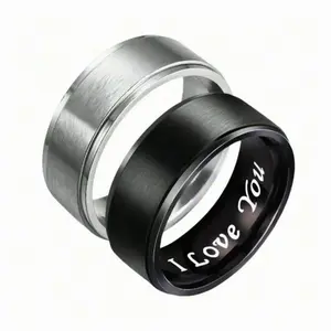 1pc "I Love You" Engraved Tungsten Ring For Men', Durable Promise/Wedding Ring, Romantic Couple Jewelry Gift for Anniversary, Mother’s Day, Engagement