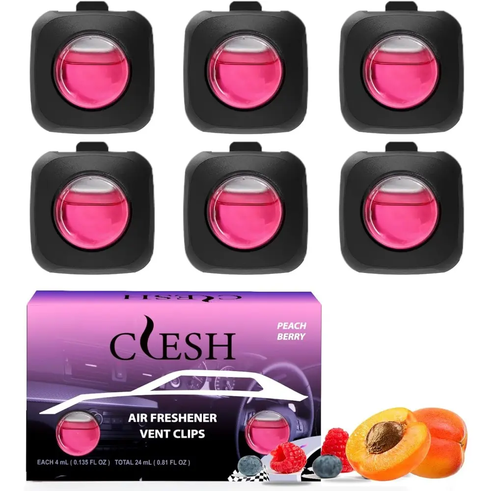 Car Air Fresheners, Berry Berry Scent, 6-Pack, 4ml Each, Air Freshener vent clips, Long Lasting Air Freshener, Car Fresheners, Odor Eliminator