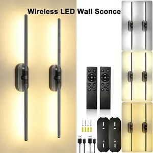 Wireless LED Wall Sconce – Rechargeable, Dimmable 3000K–6500K, Magnetic Linear Design with Remote Control, 360° Rotation & Timer – Ideal for Living Rooms & Bedrooms
