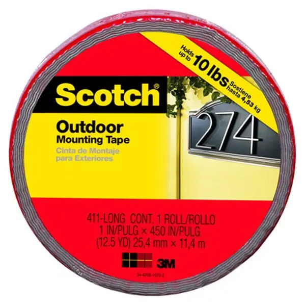Scotch 212 MAIN 414-LONG-DC Extreme Mounting Tape, 1 Roll (1 in x 33.3 ft), Weatherproof, Concrete-Safe, Highly Conformable, All-Surface Grip Tape Works on Many Surfaces for DIY, Scrapbooking (Holds Up to 20 lbs)
