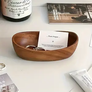 Natural Wood Vintage Oval Storage Box, Durable Jewelry Tray Organizer, Elegant Decorative Box, Perfect for Vanity Coffee Table, Ideal Gift
