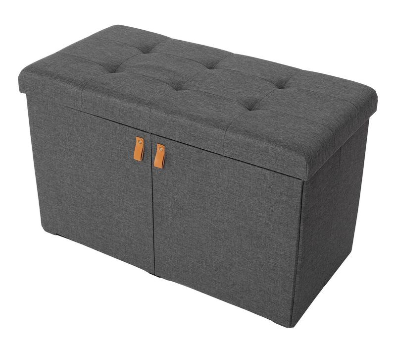 Seville Classics 6-Bin Tufted Entryway Shoe Storage Bench