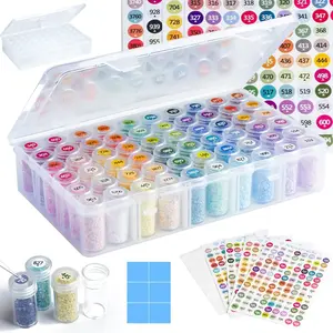 Diamond Painting Storage Containers, 1 Pack 60 Grids Bead Organizer and Diamond Painting Labels, Bead Organizers and Storage for Diamond Art Accessories, Diamond Bead Storage