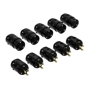 oviitech 3 Prong Replacement Plug Connector Set，NEMA 5-15P/NEMA 5-15R Straight Blade Plug Grounding 5 Pack,ETL/CETL（Black）