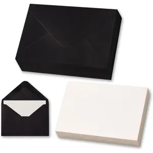 50 Sets Black Mini Pocket Envelopes 4x2.75" with Blank Gift Cards, Business & Note Cards Bulk for Wedding Invitation, Graduation, Holiday Party Favors & Scrapbooking