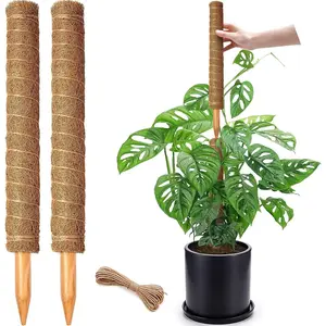 2 Pack 17 Inch Moss Pole, Stackable Moss Poles for Climbing  Monstera, Tall  Sticks Accessories, Large Coir  Support Stakes for Potted  Indoor, Pothos, Philodendron