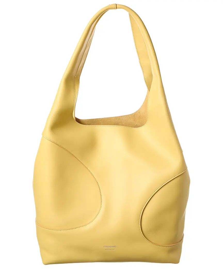 Ferragamo Debossed Leather Hobo Bag