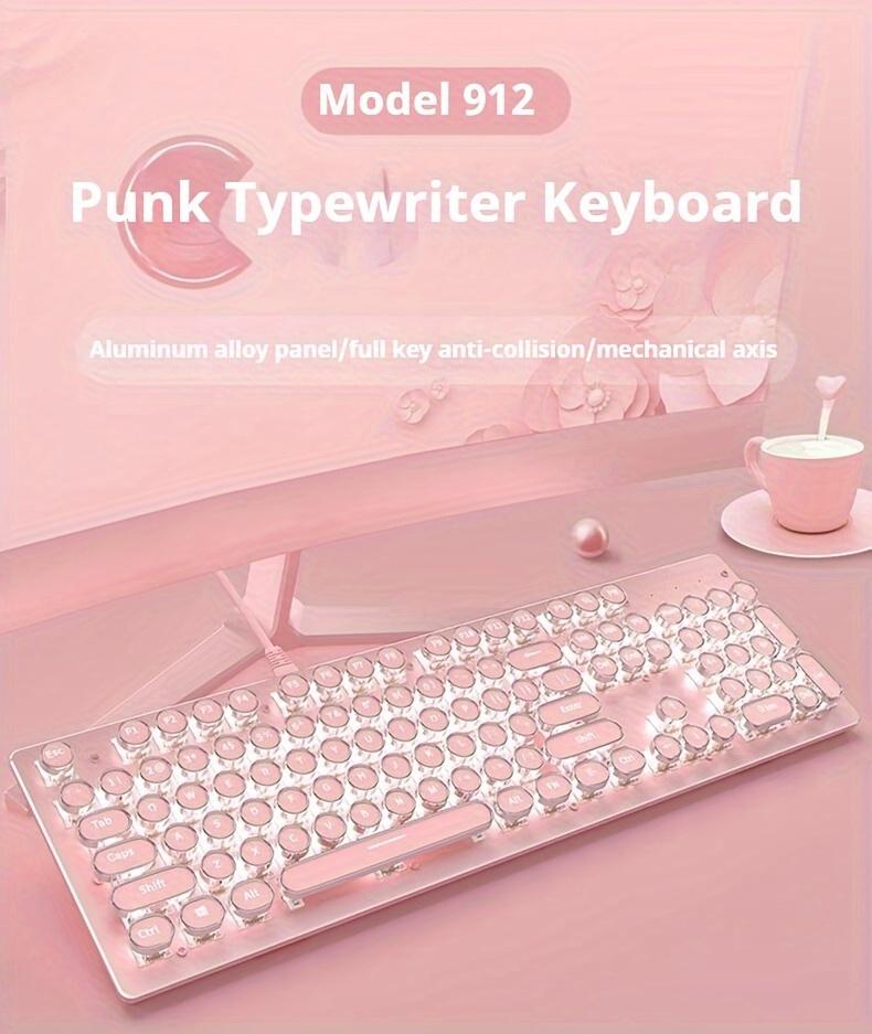 Pink Gaming Keyboard - Typewriter Style