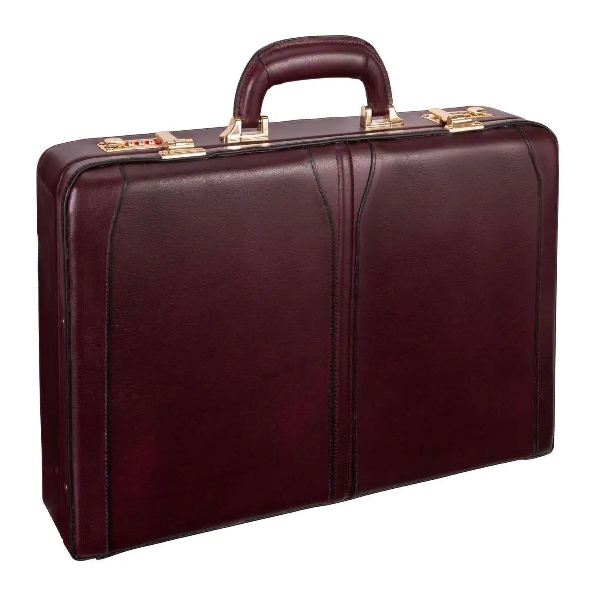 3.5 in. Lawson Leather Attach Briefcase, Burgundy - V Series