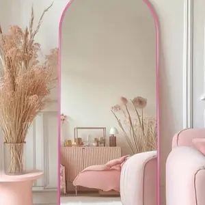 Arch Full-Length Floor Mirror – 58” x 19” Standing Mirror (Pink, Black, Gold)