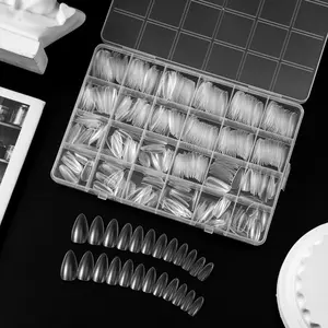 504pcs Ultra-Thin Almond Nail Tips Kit, Full Cover Transparent Water Drop Shaped Fake Nails, Women's Nail Art Accessories, Nail Art Diy