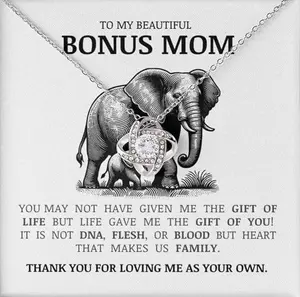 To My Bonus Mom - Thank You For Loving Me As Your Own, Love Knot Necklace Heartfelt Gift for Stepmother, Thoughtful Gift for Birthday Christmas, Meaningful Gift