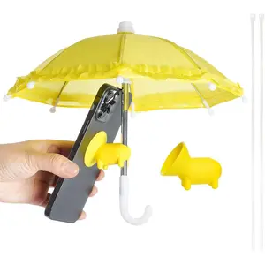 Yymbot Yellow Phone Umbrella for Sun, Cover Sun Shield, Outdoor Cell Phone Sunshade Holder, Universal Cell Phone Umbrella Piggy Suction Cup Phone Stand, Adjustable