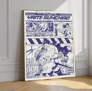 Yami Sukehiro Black Clover Poster, Captain of Black Bulls Wall Art, Anime Sword Print, Shonen Manga Decor