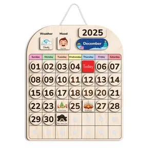 TinyKidz Wooden Calendar for Kids, Interactive Pocket Chart for Toddlers & Kids - Preschool Learning Activity Board
