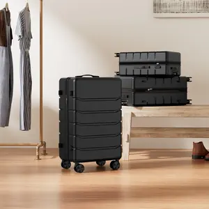 Set of 3 Hardside Luggage, Expandable Rolling Luggage with TSA Lock and Spinner Wheels, Black