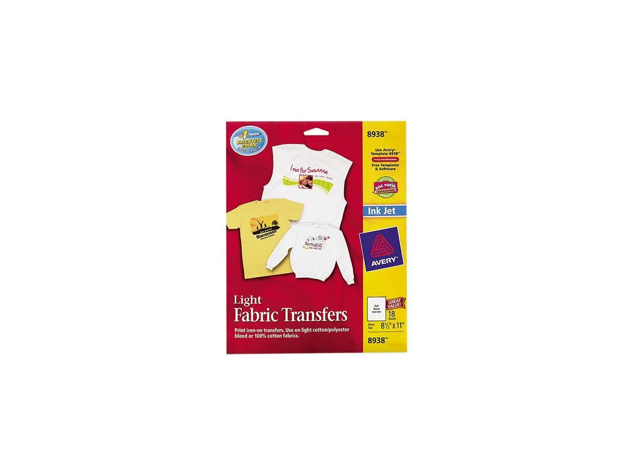 Avery T-Shirt Transfers, 8-1/2" x 11", 18 Transfers (8938) Avery T-Shirt Transfers, 8-1/2" x 11", 18 Transfers (8938)
