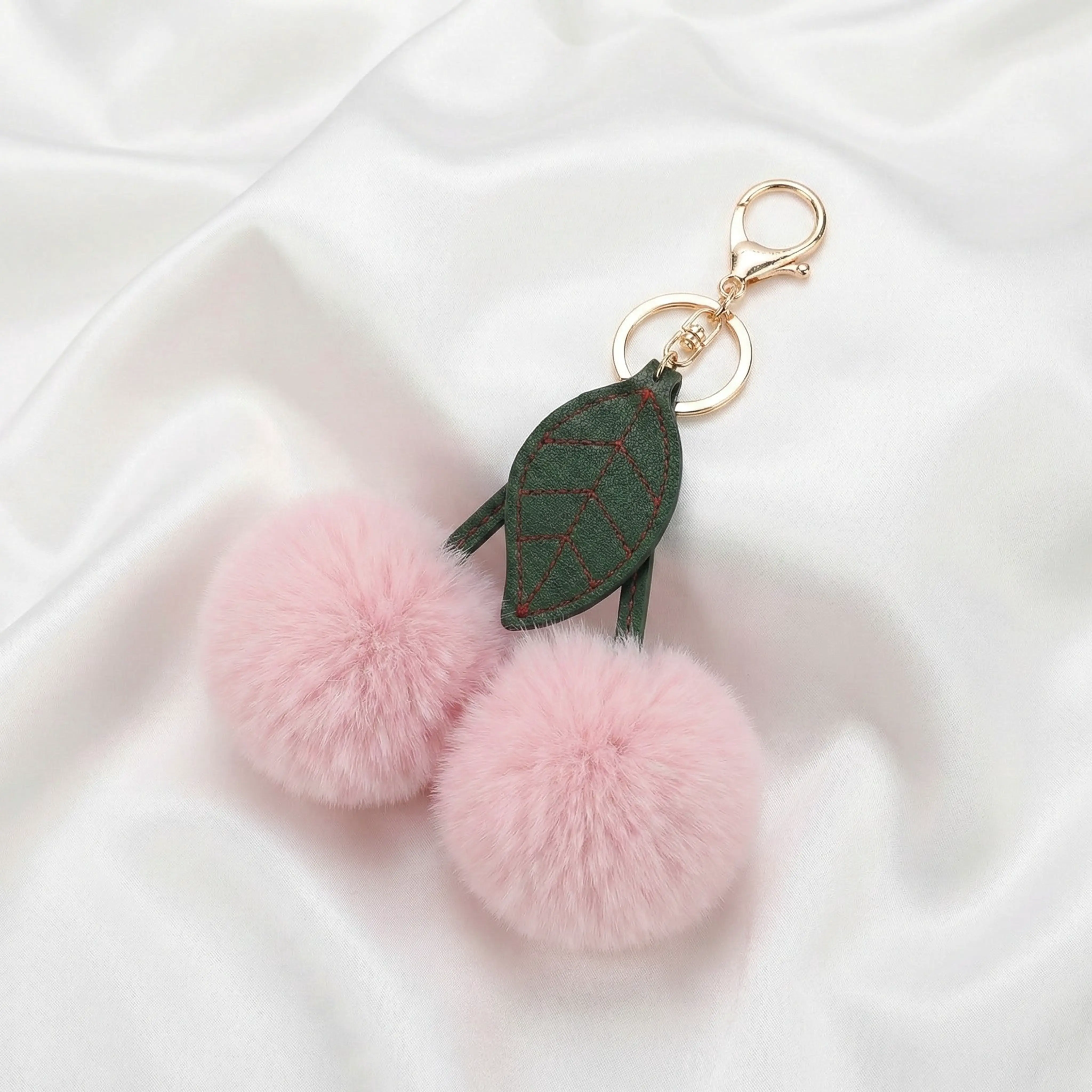 Cute Plush Cherry Bag Charm, Fluffy Touch Plush Texture Accessory with Playful Look for Handbag Hanging, Bag Charms Pendant Bagcharm Bag For