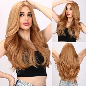 Mid-Part Long Curly Linen Blend Blonde [SM8044]
