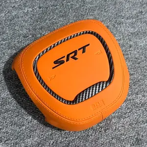 SRT Steering Wheel Cover - Black, Designed for Enhanced Visibility, Durable Material, Compatible with SRT Vehicles Dodge Steering Wheel Horn Cover Upgrade - Custom Napa Leather Colors & Designs