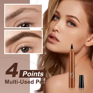 AWROSE Eyebrow Pencil, 3D Waterproof Microblading Eyebrow Pen 4 Fork Tip Tattoo Pencil, Precise Natural Brow Magic Eye Brow Pencil with Hair Like Strokes, 4 Points Multi-Used Eye Brow Pen for Women