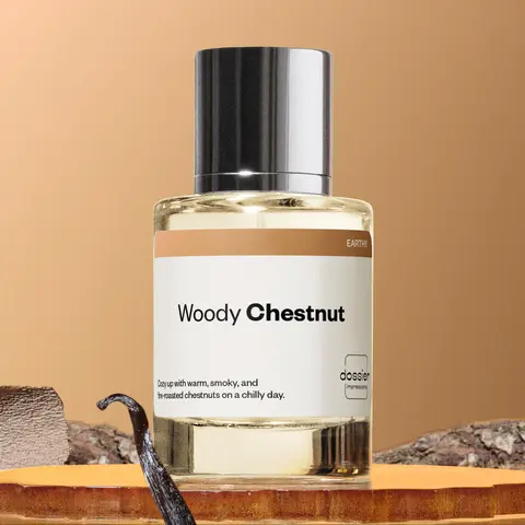 Woody Chestnut, Dossier, Unisex's Perfume, 50ml, Pink Pepper, Orange Blossom, Cloves, Chestnut, Cade Wood, Vanilla, Cedarwood