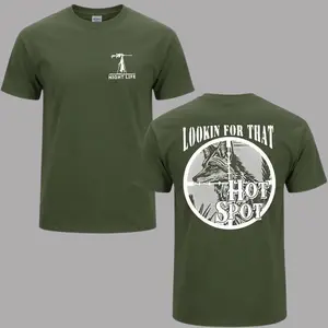 Coyote Graphic T-Shirt, Lookin For That Hot Spot Tee, Thermal Night Camo Design, Outdoor Hunting Style Shirt, Casual Mens T-Shirt