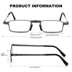 Missfive Folding Reading Glasses: Anti Blue Light UV Protection w/ Compact Hard Case | Sturdy Stainless Steel Frame for Computer/Everyday Use | Ultra Thin Easy Operate Reduce Eyefatigue