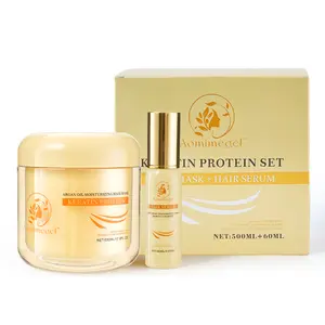 Aomimegel Hair Mask Argan Oil Set Deep Repair Conditioning Collagen Hair Treatment for Dry and Damaged Hair All Hair Types 16.9floz + 2floz
