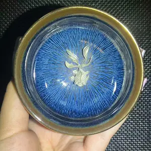 Blue with a hint of silver dragon fish tea cup