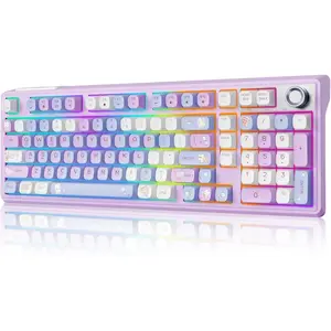 F98  Mechanical Keyboard with Knob, Thocky Creamy Keyboard with Number pad, Hot Swappable, RGB Backlit Keyboard BT 5.0/2.4G/USB-C for , Laptop & PC Gaming Keyboards,