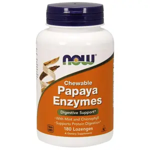 NOW Foods Papaya Enzymes Chewable Mint, 180 Lozenges