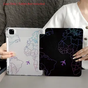 Aerial map double-sided pattern, with adjustable bracket and pen slot, foldable anti slip TPU protective cover, suitable for Samsung, iPad mini, iPad Air, iPad Pro/iPad 10th generation, 11th generation and other series of iPad protective covers