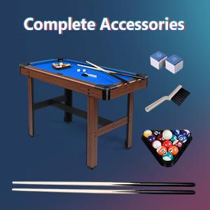 PEXMOR 48" Pool Table, Billiard Game Table for Kids and Adults, Mini Pool Table Set Indoor & Outdoor for Game Room Family with Balls, Cues, Chalk, Brush and Triangle