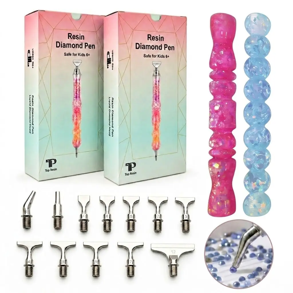 Diamond Painting Pen Gift Box Set, 2 Premium Maximum Sparkle Epoxy Resin Pens, Interchangeable Stainless Steel Placers, Diamond Painting Tools for DIY Needlework (Toys & Hobbies), Needle Pack Diamond Painting