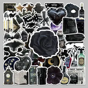 Gothic Style Sticker, 50pcs/set Waterproof Self Adhesive Decor Paper, Decor Sticker for Gift Greeting Card Water Bottle Laptop Phone Cellphone, Screen Protector, Accessories