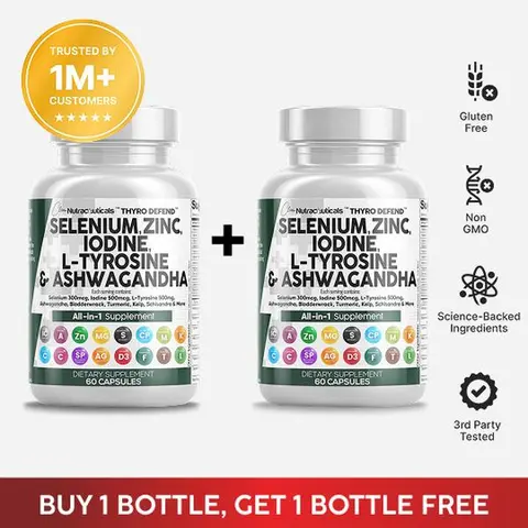 Clean Nutra BOGO | Selenium, Zinc, Iodine, L-Tyrosine, Ashwagandha, Bladderwrack, Kelp & More for Women and Men's Thyroid Support Supplement Capsules – Thyro Defend