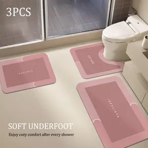 3pcs Diatomite Bathroom Rugs Set Non Slip Diatom Bath Mats for Kitchen Entryway Home Decor All Season Use Bathroom Decoration Supplies Home Decoration